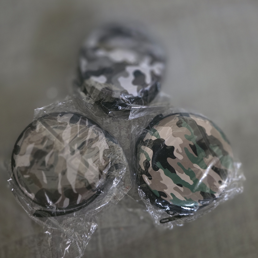 3 Small Camouflage Patterned Round Containers
